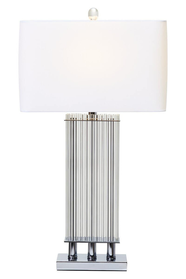 Premier Housewares Elana Clear Glass Table Lamp With Matte Silver Base