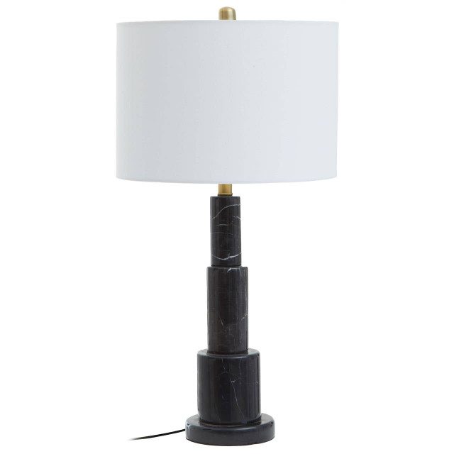 Premier Housewares Elara Black Marble Table Lamp With Ivory Shade