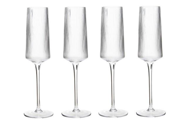 premier housewares Eldon Set of Four Ribbed Champagne Glasses MOB Packaging