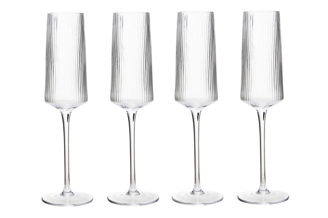 premier housewares Eldon Set of Four Ribbed Champagne Glasses