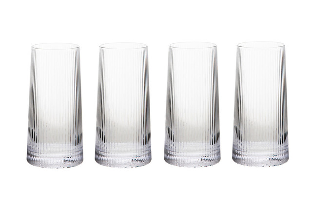 premier housewares Eldon Set of Four Ribbed Hi Ball Glasses