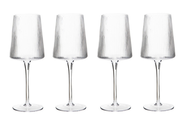 premier housewares Eldon Set of Four Ribbed Wine Glasses