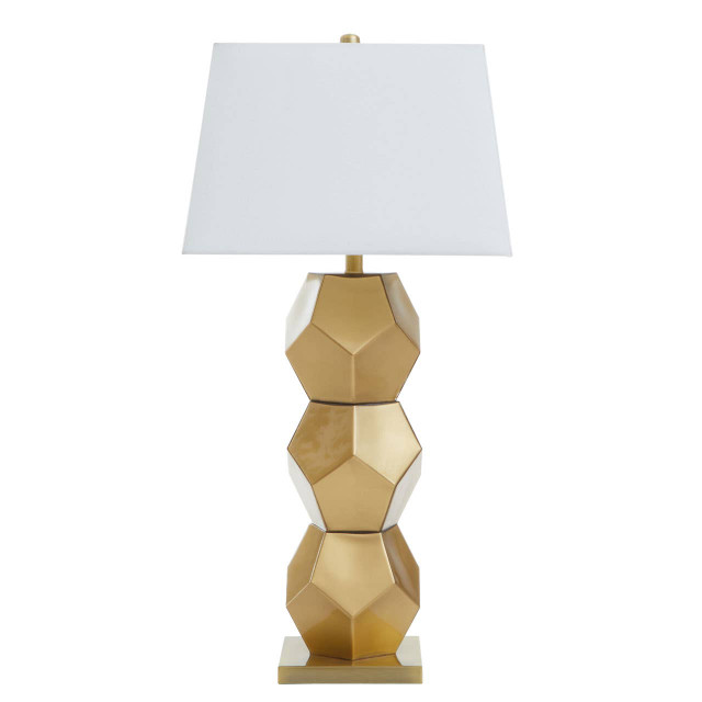Premier Housewares Eleri Gold Glass Table Lamp With Brushed Gold Base