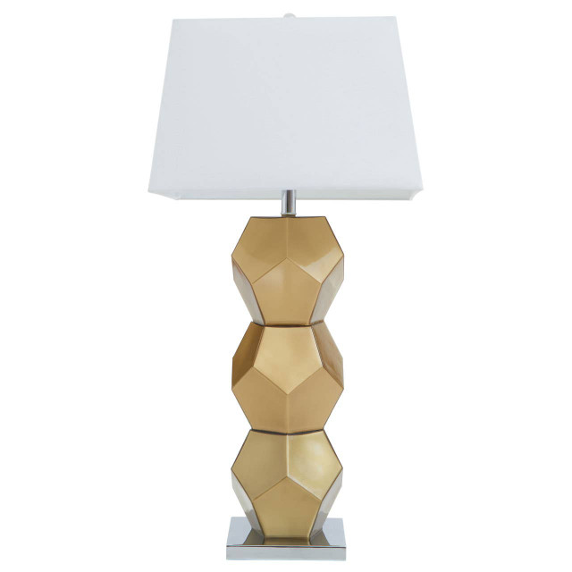 Premier Housewares Eleri Gold Glass Table Lamp With Chrome Base