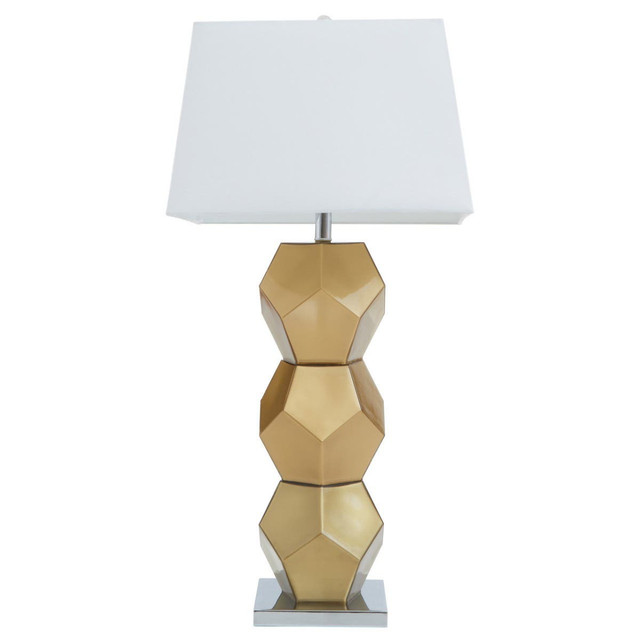 premier housewares Eleri Gold Glass Table Lamp with Chrome Base