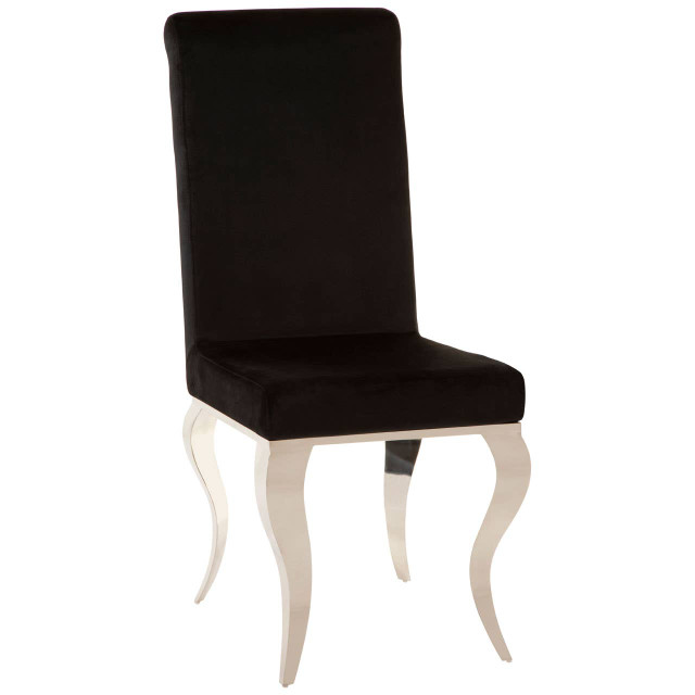 Premier Housewares Eliza Black Velvet Dining Chair With Silver Frame