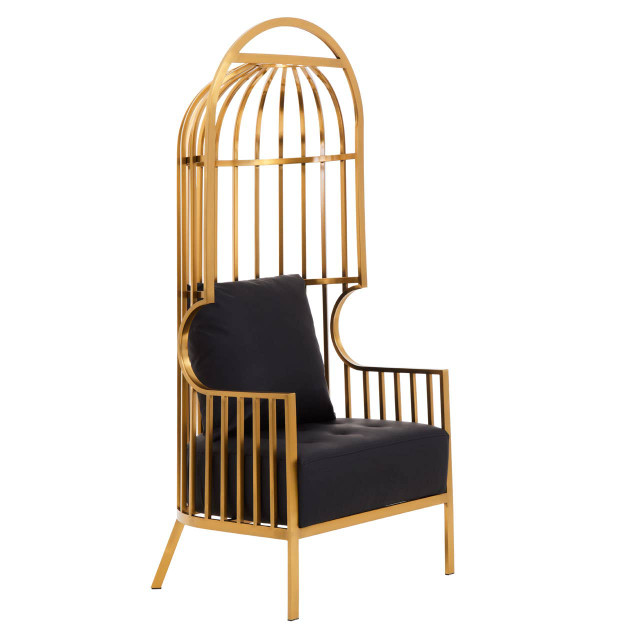 Premier Housewares Eliza Brushed Gold Dome Cage Chair