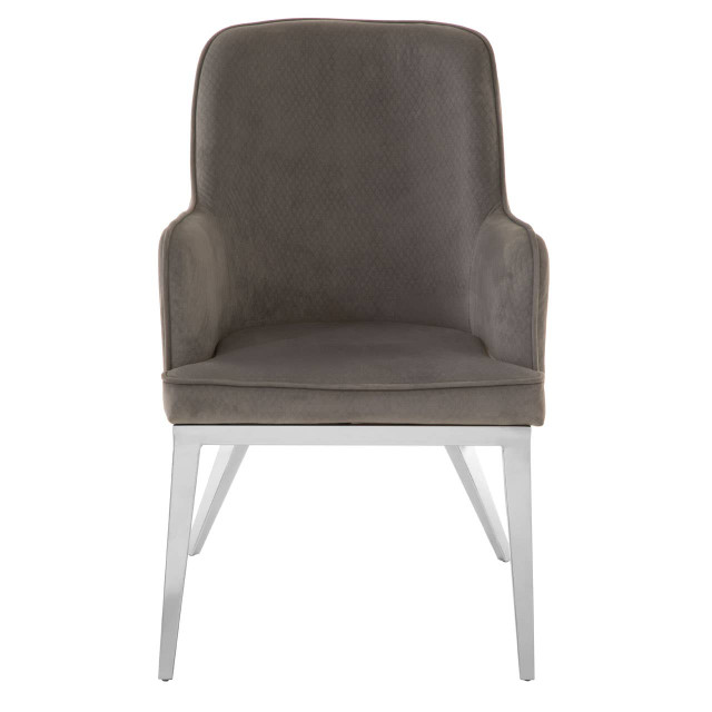 premier housewares Eliza Grey Velvet Dining Chair with Silver Finish Legs