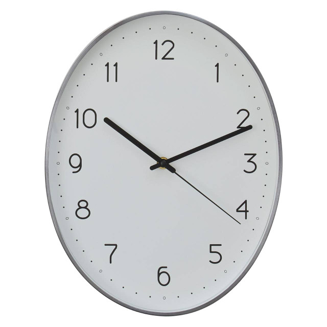 Premier Housewares Elko Oval Wall Clock With Dark Grey Finish