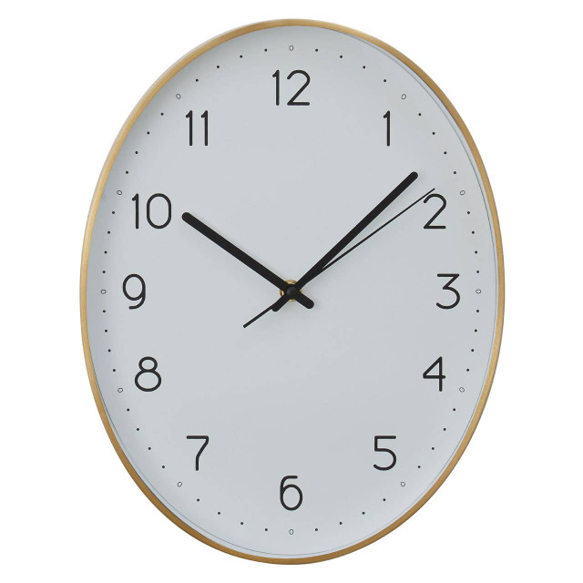 Premier Housewares Elko Oval Wall Clock With Gold Finish