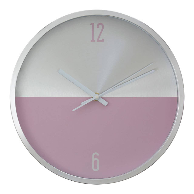 Premier Housewares Elko Silver And Pink Finish Wall Clock
