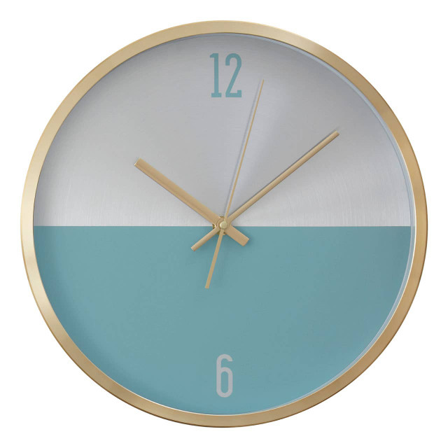 premier housewares Elko Silver Gold and Blue Finish Wall Clock