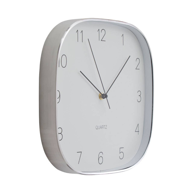 Premier Housewares Elko Square Silver Finish Case Wall Clock