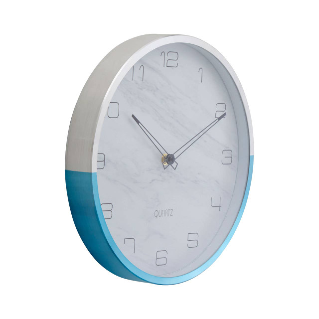 Premier Housewares Elko Wall Clock With Silver And Blue Frame