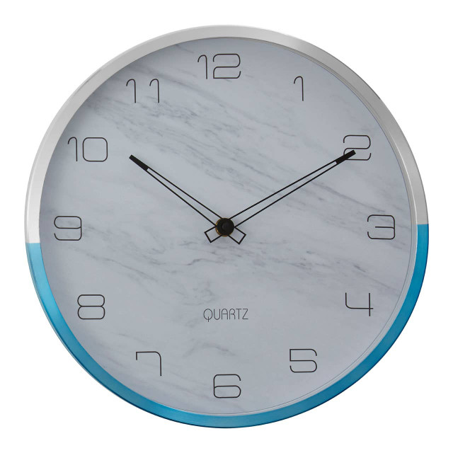 premier housewares Elko Wall Clock with Silver And Blue Frame