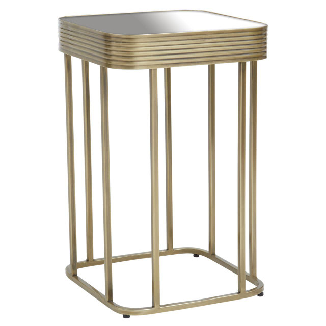 Premier Housewares Ella Gold Side Table With Mirror Top