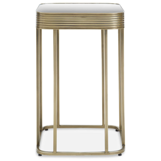 premier housewares Ella Gold Side Table with Mirror Top