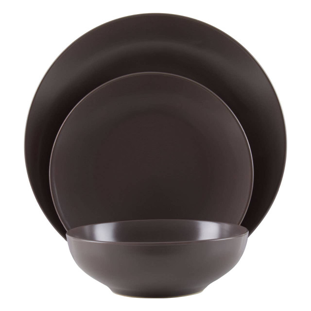 Premier Housewares Elmira 12 Piece Brown Stoneware Dinner Set