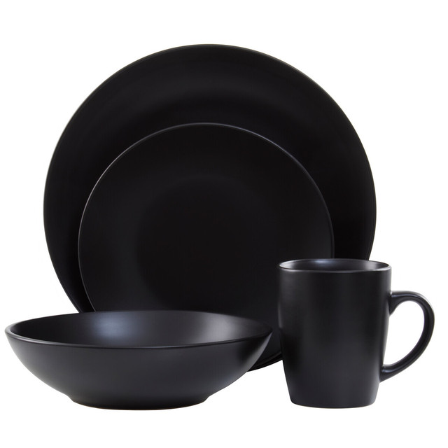 premier housewares Elmira 16 Piece Black Stoneware Dinner Set