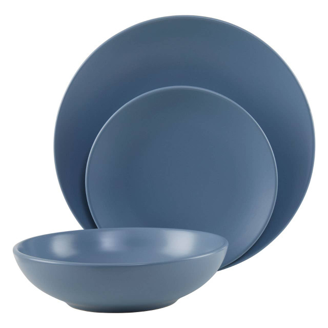 premier housewares Elmira Twelve Piece Blue Stoneware Dinner Set