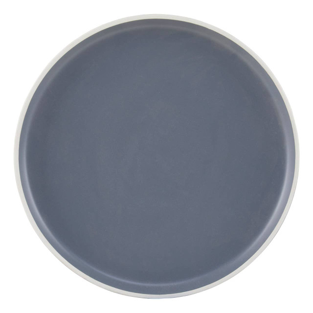 Premier Housewares Elmira Twelve Piece Grey Stoneware Dinner Set With White Rim