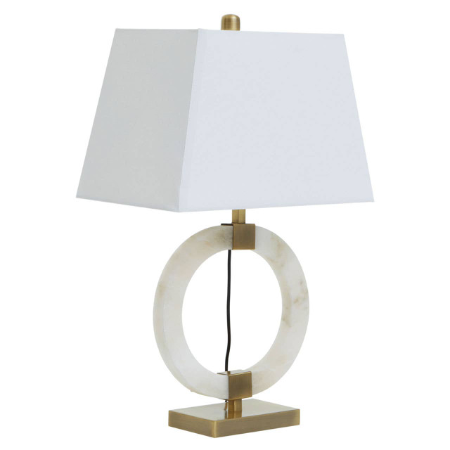 Premier Housewares Elora Circular Marble Table Lamp With Ivory Shade