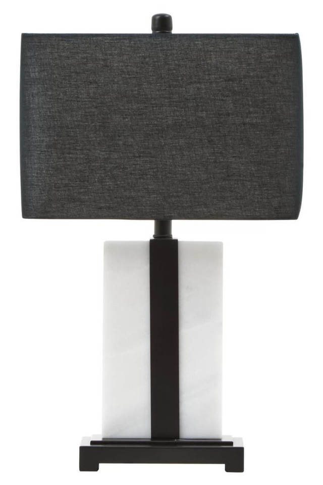Premier Housewares Elvie Black And White Marble Table Lamp