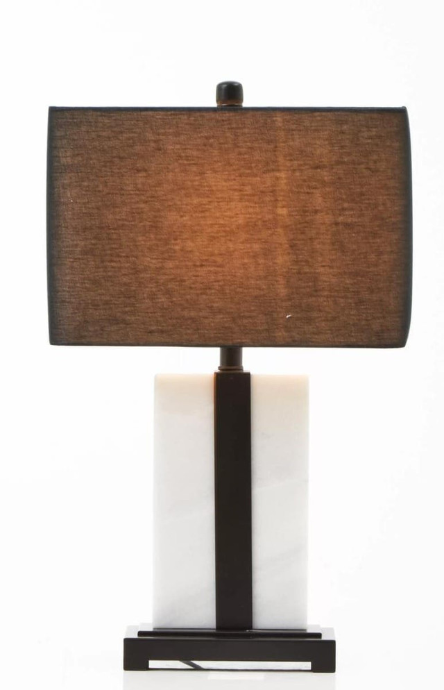 Premier Housewares Elvie Black And White Marble Table Lamp