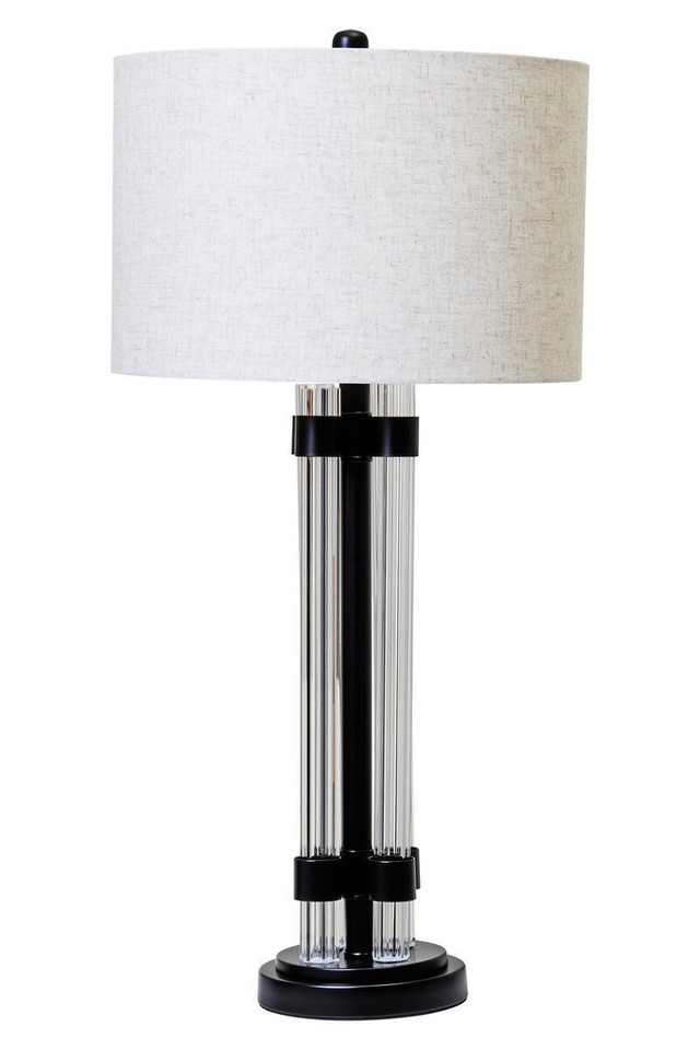 Premier Housewares Eman Matte Black And Ivory Table Lamp