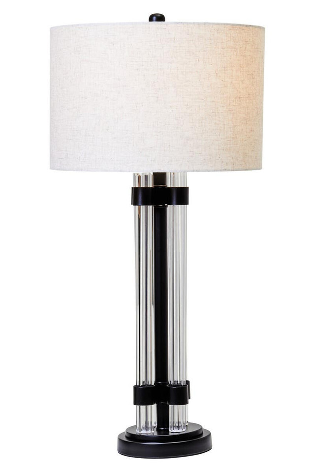 Premier Housewares Eman Matte Black And Ivory Table Lamp