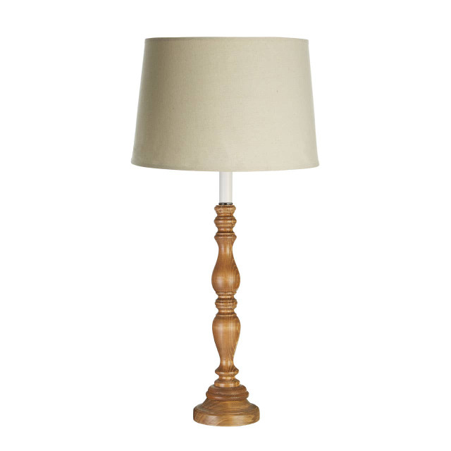 Premier Housewares Emely Candle Table Lamp With Wooden Round Base