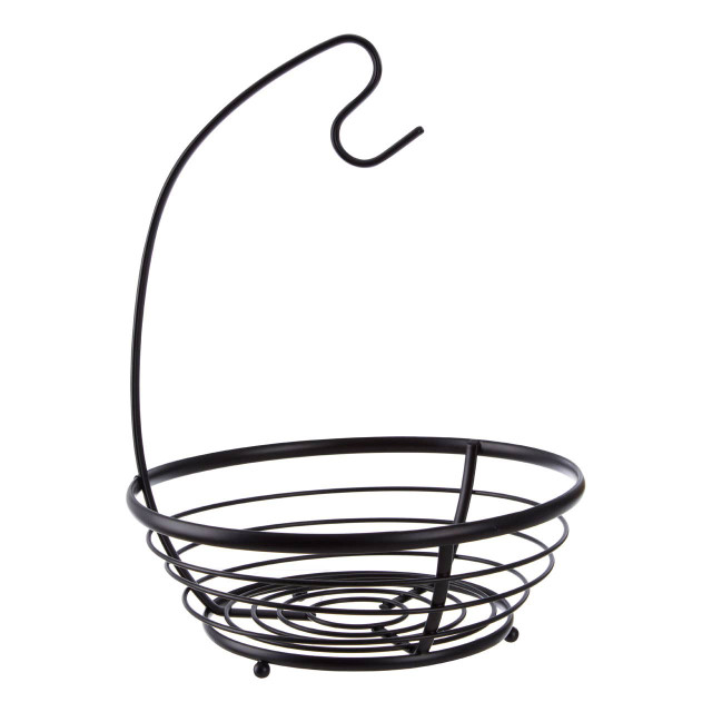 premier housewares Emery Matt Black Fruit Basket with Banana Hanger