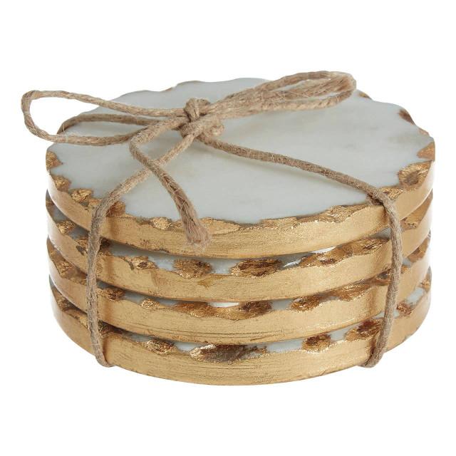 Premier Housewares Empire Set Of 4 Round White Marble Coasters