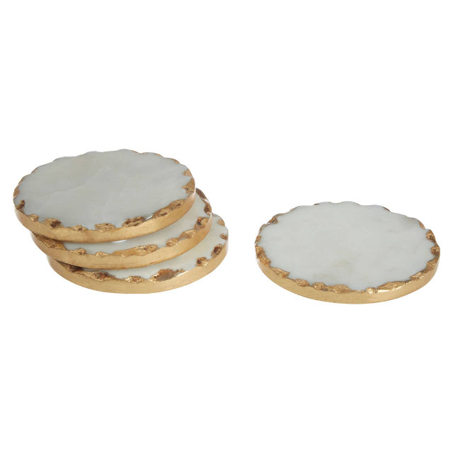 premier housewares Empire Set Of 4 Round White Marble Coasters