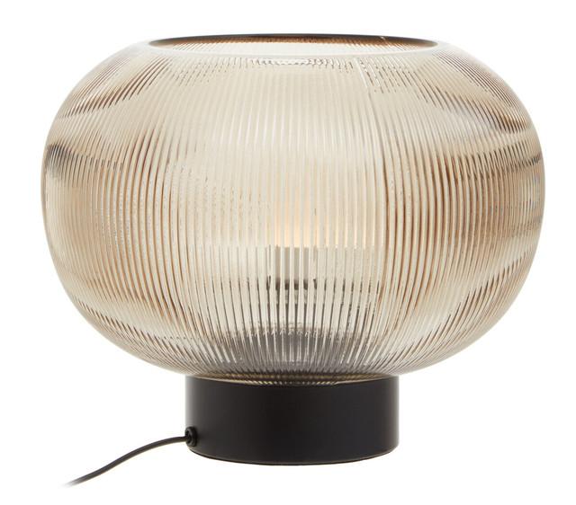 Premier Housewares Enola Large Ribbed Smoked Glass Table Lamp
