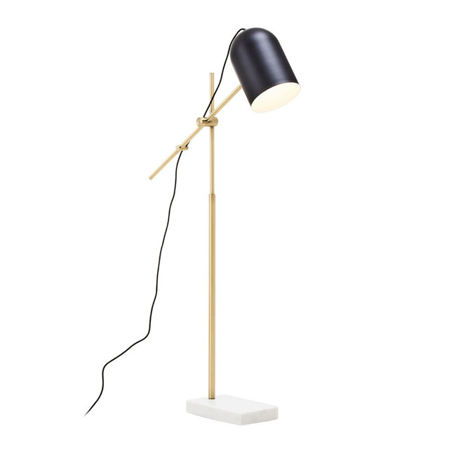 Premier Housewares Equipoise Black And Brass Finish Floor Lamp With Marble Base