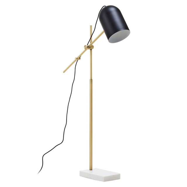 premier housewares Equipoise Black and Brass Finish Floor Lamp with Marble Base