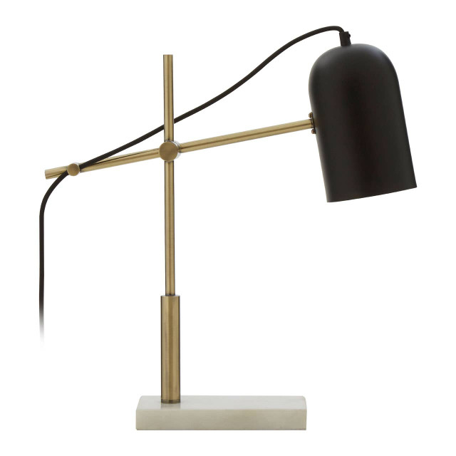 Premier Housewares Equipose Black And Gold Desk Lamp With Marble Base