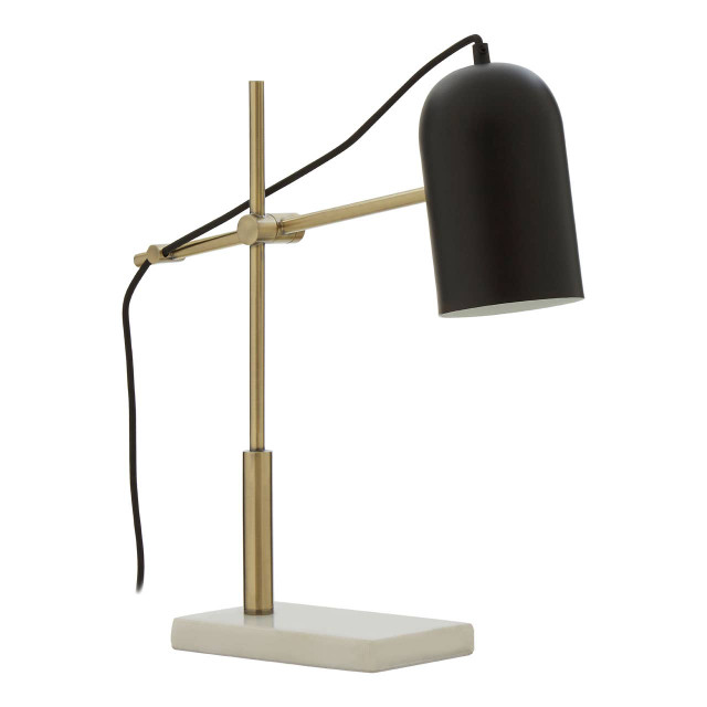 Premier Housewares Equipose Black And Gold Desk Lamp With Marble Base