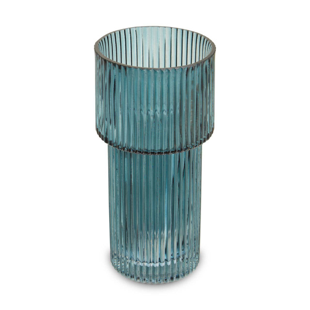 Premier Housewares Esma Small Ribbed Blue Glass Vase