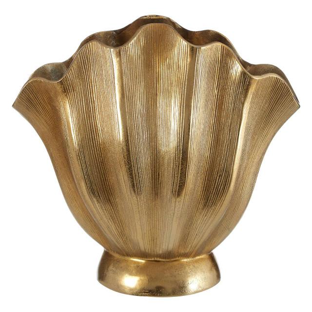 premier housewares Estrella Large Gold Finish Fluted Vase