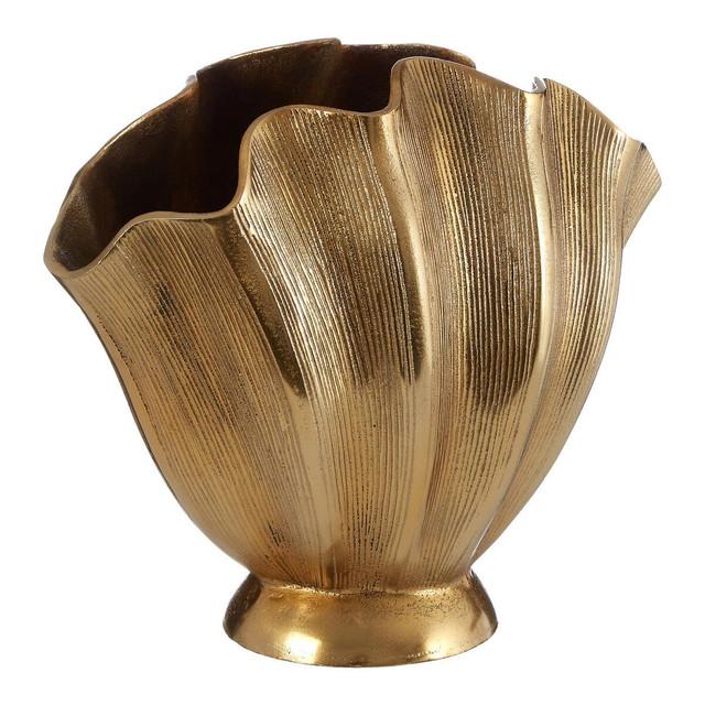 Premier Housewares Estrella Small Gold Finish Fluted Vase