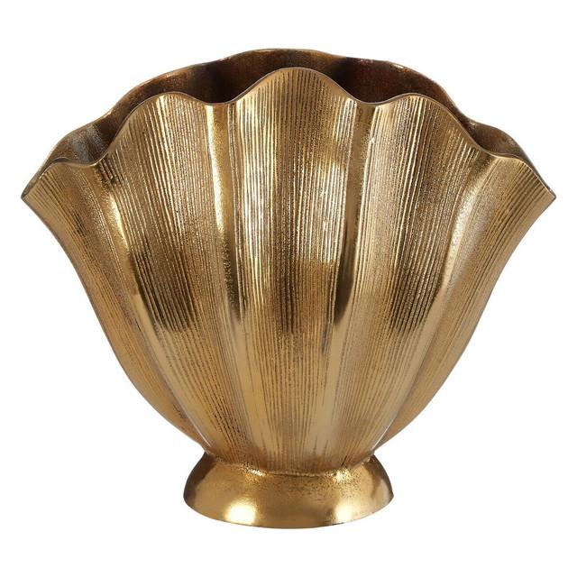 Premier Housewares Estrella Small Gold Finish Fluted Vase