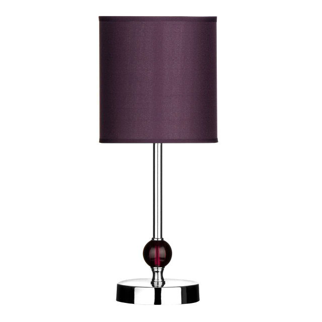 premier housewares Evaine Chrome Table Lamp with Purple Shade