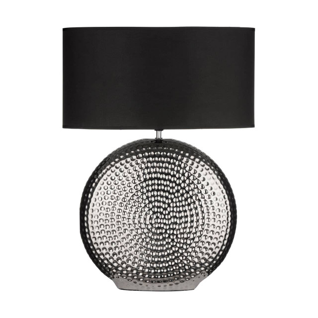 Premier Housewares Evette Small Hammered Chrome Finish Table Lamp