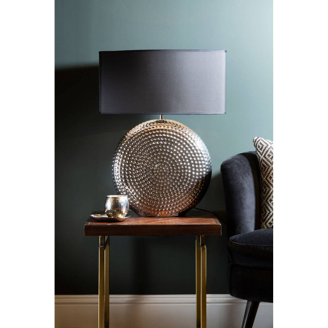 Premier Housewares Evette Small Hammered Chrome Finish Table Lamp