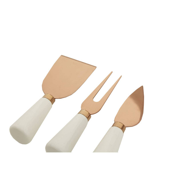 Premier Housewares Exbury 3 Piece White And Rose Gold Cheese Knife Set