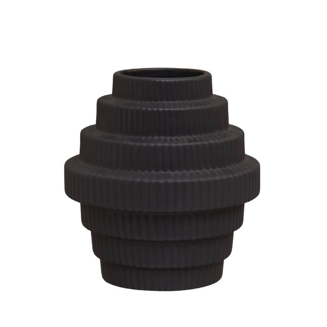 Premier Housewares Fabia Black Small Step Design Vase