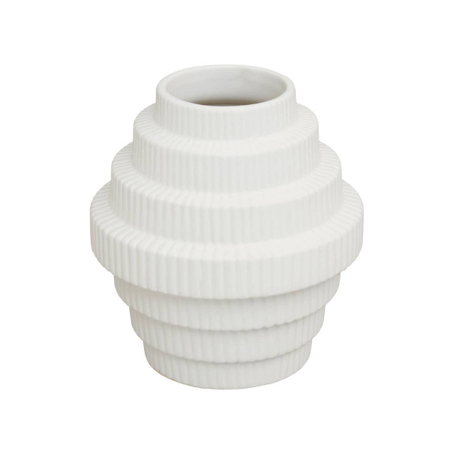 Premier Housewares Fabia White Small Step Design Vase
