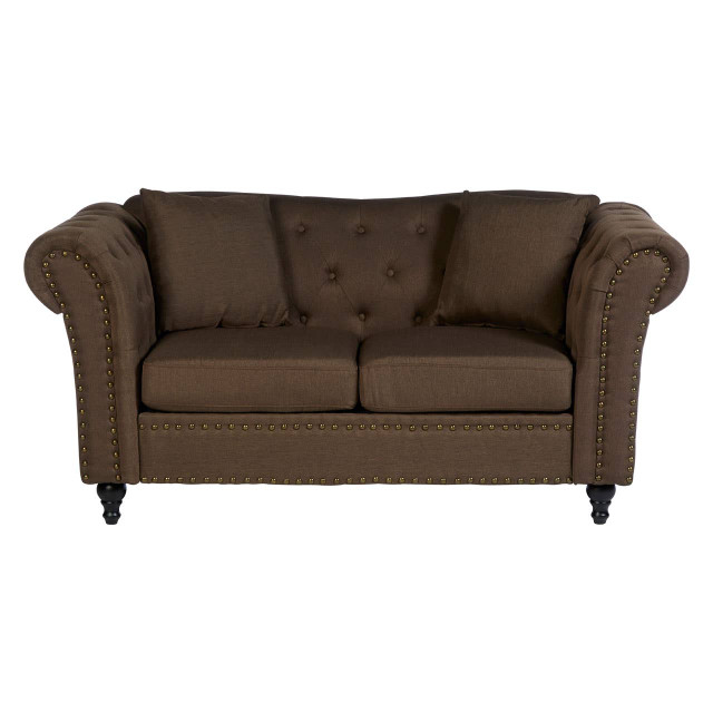 premier housewares Fable Brown 2 Seat Chesterfield Sofa